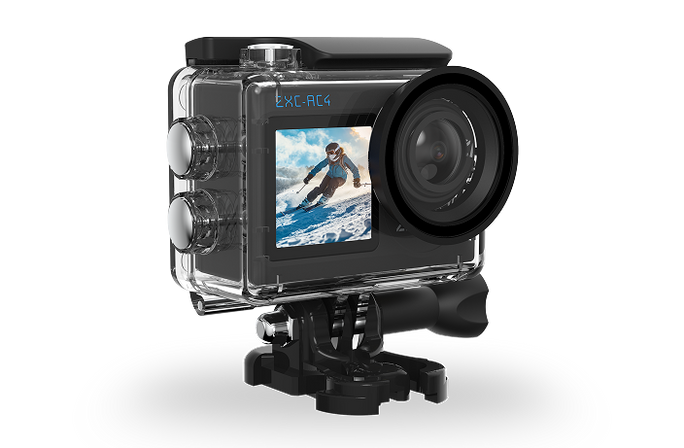 Caméra d'action UHD avec double écran et Wi-Fi